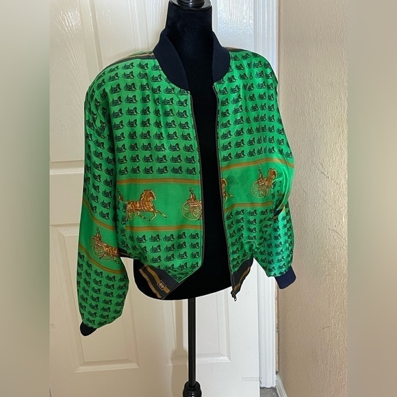 metro high fashion Jackets & Blazers - VTG Metro High Fashion Jacket Women’s L Large Green Horses Carriage 80’s